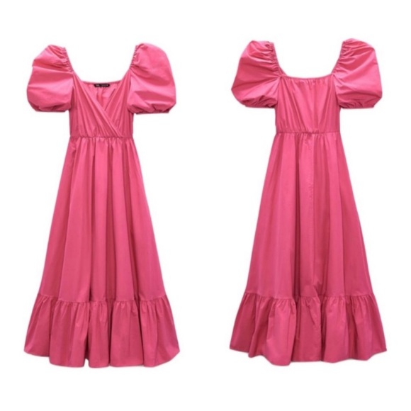 Zara Pink Puff Sleeve Maxi Dress - Picture 8 of 8